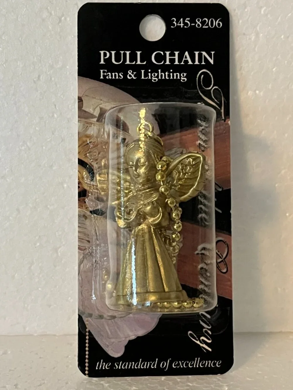 Angel Shape Fan or Light Pull Chain - Gold Tone